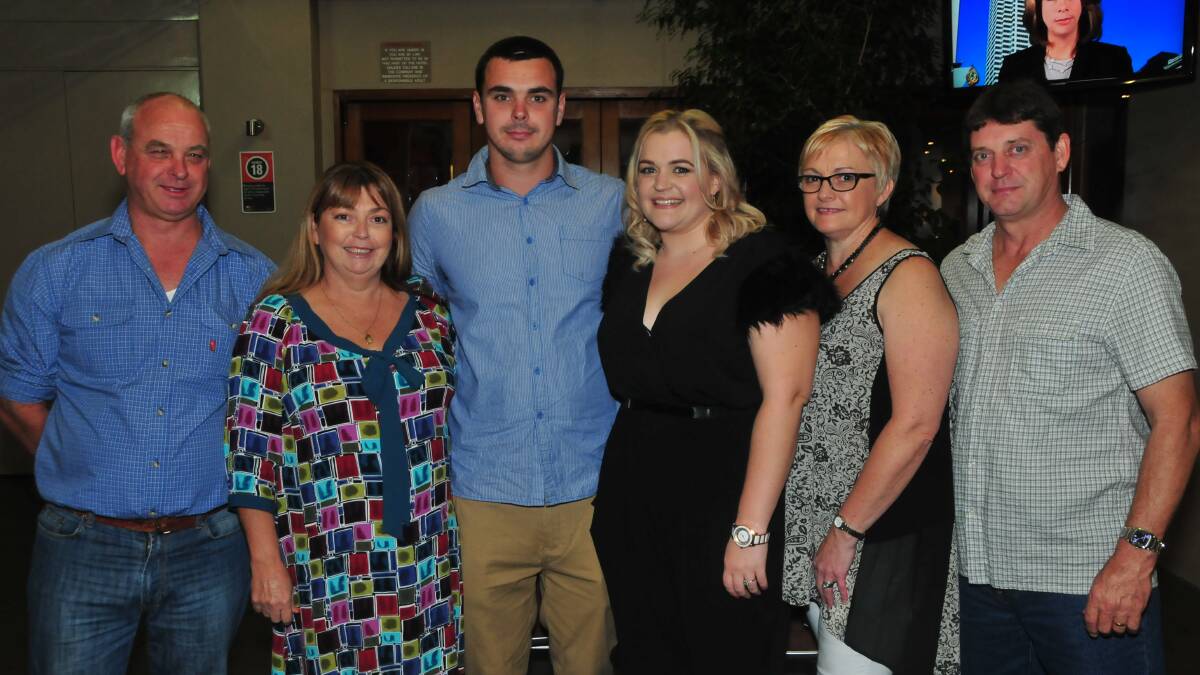 EMMA AND SHAUN'S ENGAGEMENT PARTY: David, Debbie and Shaun Coyle with Emma, Carol and Michael McDonald. Photo: HOLLY GRIFFITHS