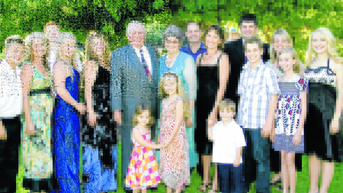 This lovely family pic was taken on the occasion of the 50th wedding anniversary of Cliff and Helen Westcott – (left to right) Jackson Smith, Carolyn (nee Westcott) Smith, Matthew, Ashleigh and Carly Smith, Cliff and Helen Westcott, Danii, Georgia, Gabe, Tony and Lorraine (nee Westcott) Goodrick, Neil, Hayden, Alison Rachael and Jessica Westcott.