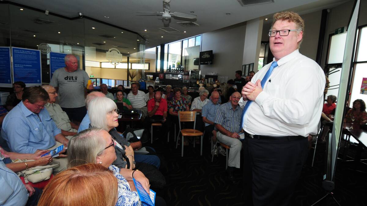 Scenes from the meeting in South Dubbo on Wednesday night. Photo: LOUISE DONGES