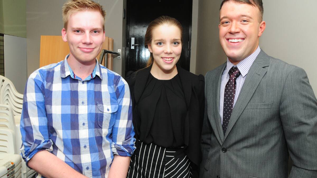 YOUTH RECOGNITION AWARDS: James Edwards, Ashleigh Hall and Mitch Haland. Photo: JOSH HEARD. 