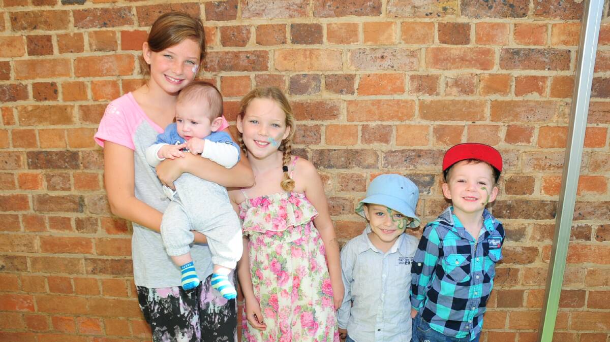 EASTER FAMILY FUN AT THE OLD DUBBO GAOL: Bethany Bell, Declan Stone, Kyrra Hyde, Tyus South and Malakye Hyde.  Photo: CHERYL BURKE