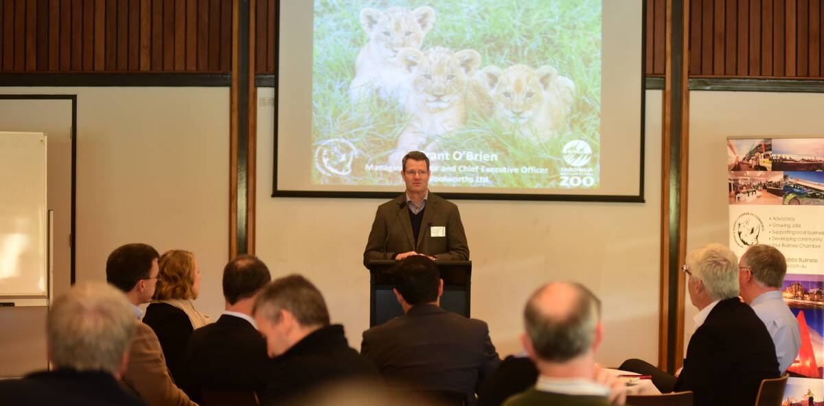 Woolworths CEO Grant O'Brien at the Dubbo Chamber of Commerce and Industry CEO Speaker series held at Taronga Western Plains Zoo. Photo: BELINDA SOOLE