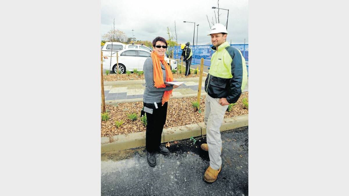AUGUST: Dubbo Hospital change manager Karen Salmon and site manager for Fugen Constructions Matt Chmielewski inspect the new section of the hospital's car park. Photo: BELINDA SOOLE