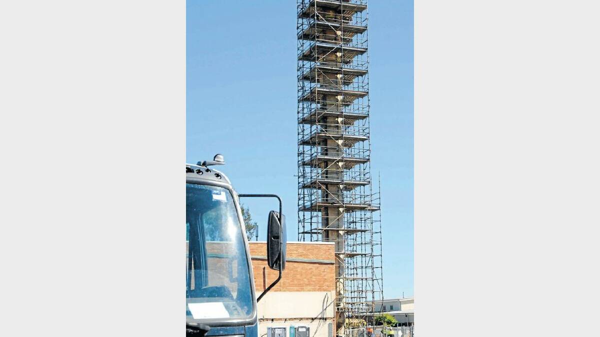 AUGUST: The six-week process of demolishing Dubbo Hospital’s chimney stack has begun. Photo: BELINDA SOOLE