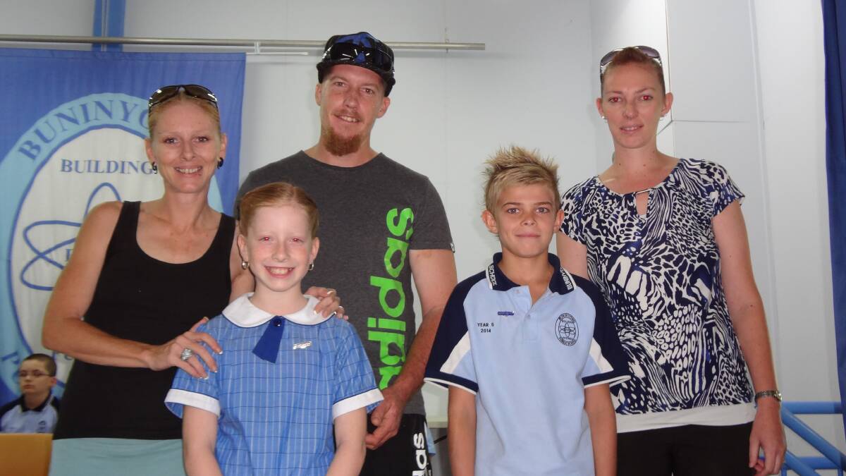 BUNINYONG SCHOOL MEET AND GREET: New school captains with their families (left to right) Carlie Collie, Paul Jansen, Ashlyn Jansen, Joshua Jenkins and Kylie Jenkins. Photo Contributed. 