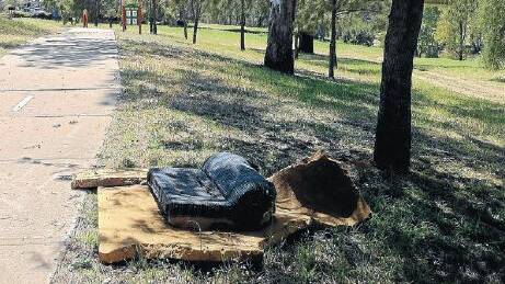 Penalties for dumping rubbish like this on the banks of the Macquarie
River have increased to $4000 Photo: SEAN HAGAN