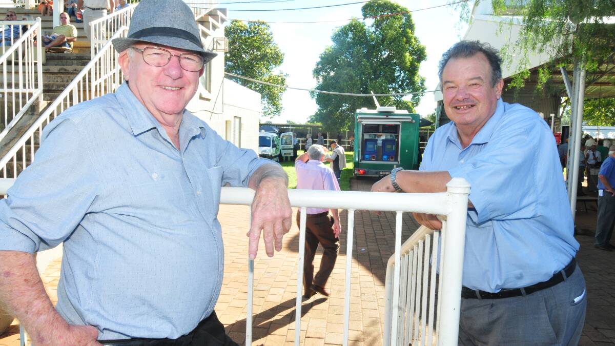 NARROMINE DIGGERS CUP:  Pat Finn and Percy Thompson. Photo LOUISE DONGES