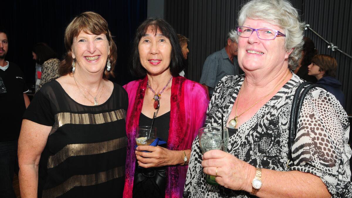 GEOFF ADAMS 60TH: Mary Adams, Patricia Wilson and Sue Bailey. Photo: JOSH HEARD. 