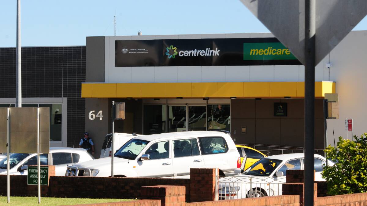 Wingewarra Street was closed this morning due to an incident at Centrelink. Photo: LOUISE DONGES