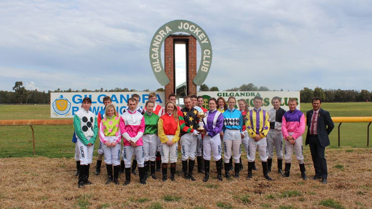 Local jockeys pose with the cup in Gilgandra. Photo: CONTRIBUTED