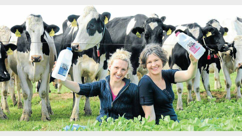SEPTEMBER: Emma Elliott and her mother Erica Chesworth out with the cows on the Little Big Dairy Co. Photo: LOUISE DONGES
