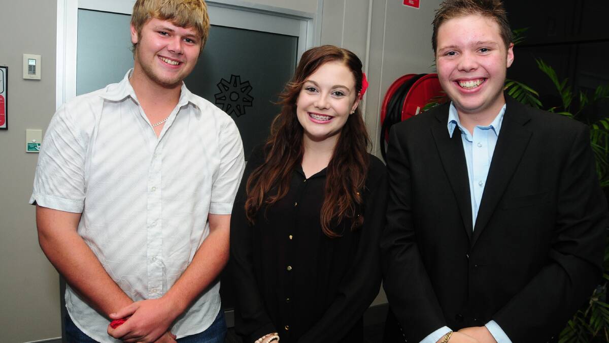 YOUTH RECOGNITION AWARDS: Cody Mills, Leticia Quince and Jake Whitney. Photo: JOSH HEARD. 