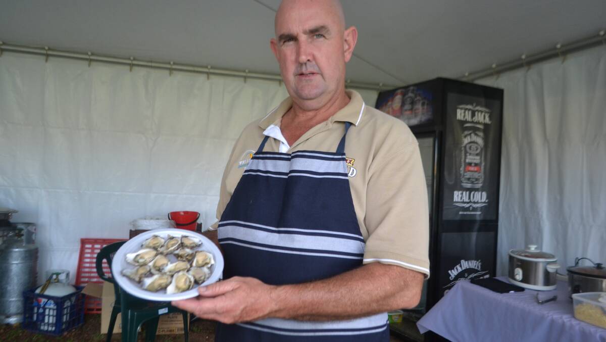 Colin Sheridan with the fantastic oysters being served at the Boot