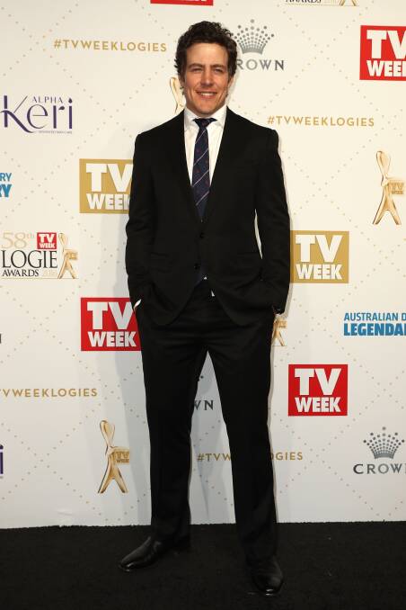 Steve Peacocke wearing his Dubbo Kangaroos tie at the Logie Awards. Photo: GETTY IMAGES