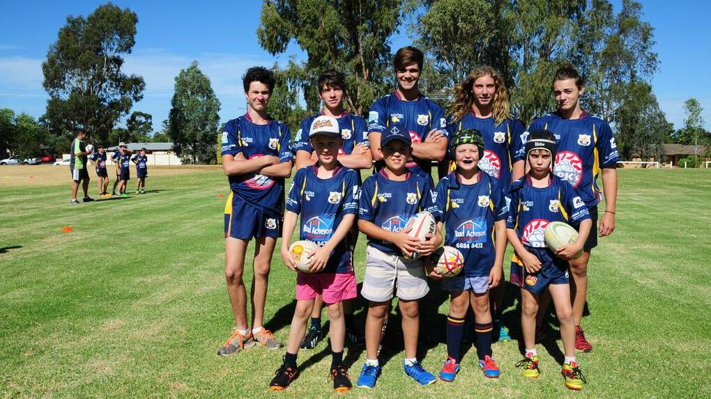 St John s junior players (back, L-R) Jack Schwager, Toby O'Leary, AJ Dunlop, Zade Dixon, Ethan Yeo and (front) Josh Townsend, Harrison Quinn, Josh Burton and Darby Hutchison. Photo: HANNAH SOOLE