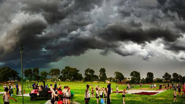 WAGGA WAGGA: Picture by Joanne McIntyre. "Thunderstorm approaching Jubilee Park this afternoon at Little Athletics, meet was abandoned immediately after I took this photo."