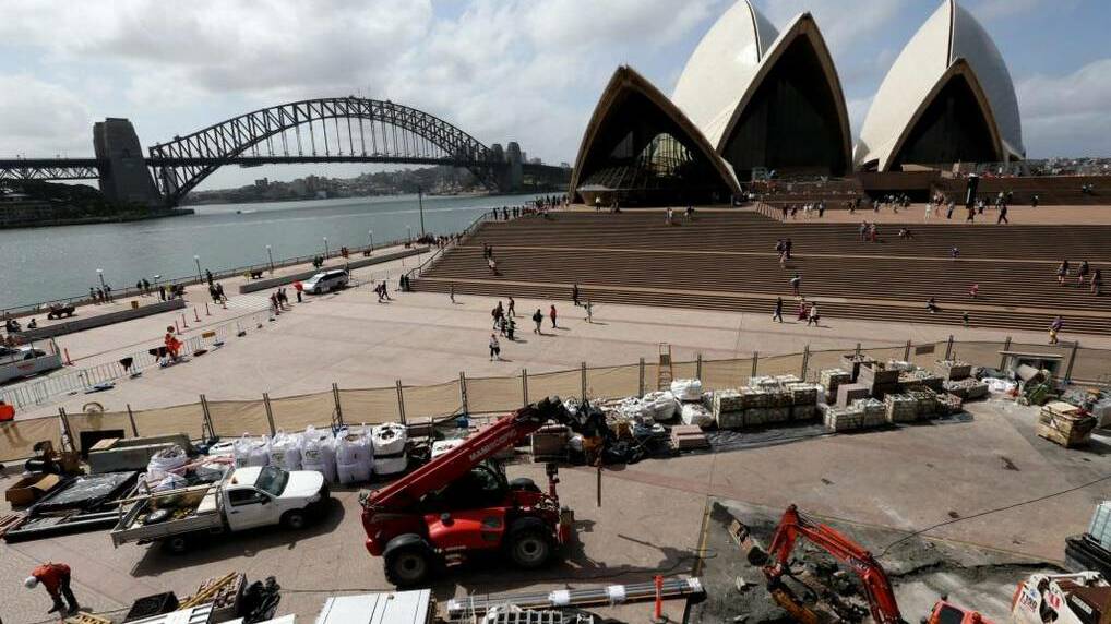 The view of the Sydney Opera House is marred by building works. Photo: Janie Barrett. 