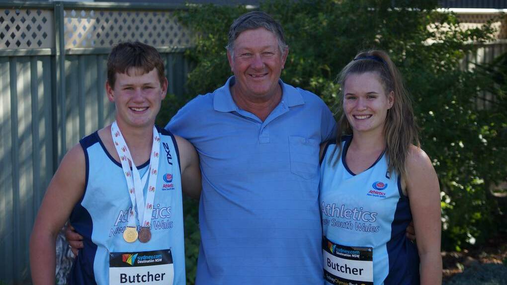 Aiden and Kaitlin Butcher with their coach, Ernie Sluiter. Photo: CONTRIBUTED
