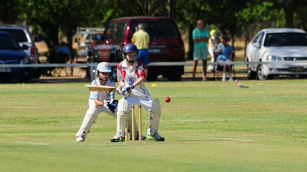 Sam Bass (batsman) and Capmbell Rose (keeper), pictured in action for their club sides, were part of the Dubbo under-14s representative team which defeated Parkes on Sunday. Photo: Greg Keen