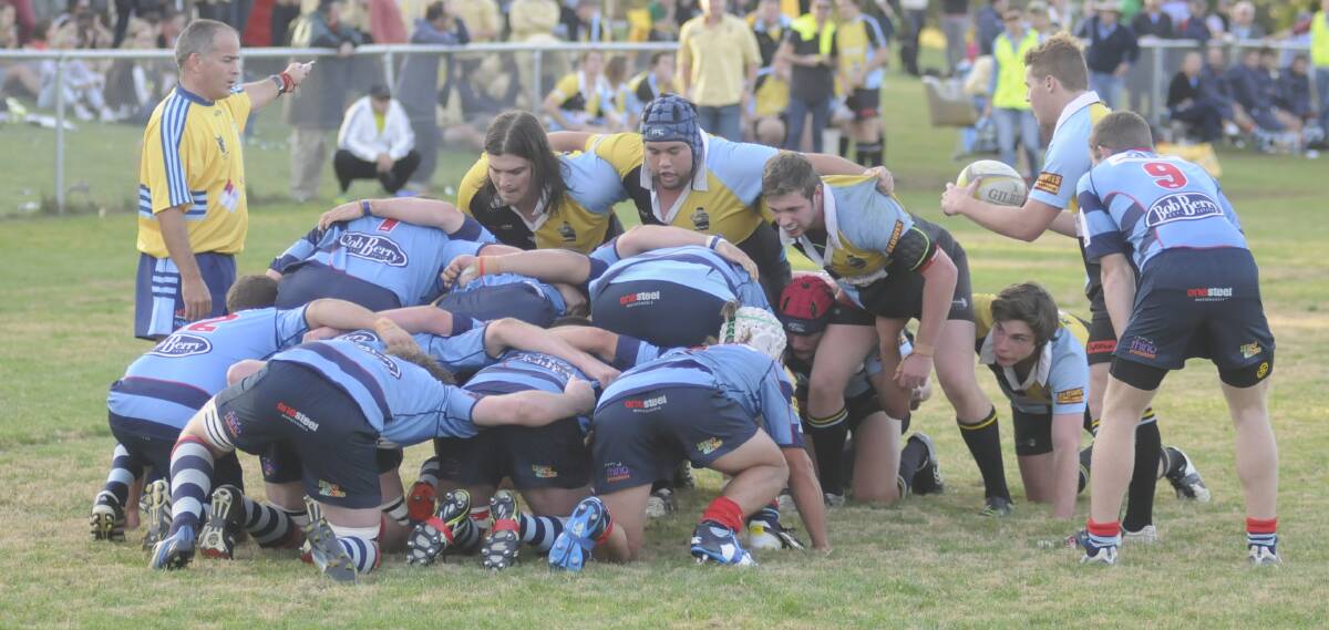 NO EASIER: After a big test and a narrow defeat against Dubbo last week, the CSU front row will face another challenge tomorrow when they host Orange City. Photo: CHRIS SEABROOK  051714csu7