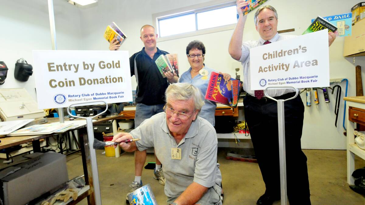 John Page, Chris Newby, Lorna Breeeze and Peter Barltey gearing up for the book sale