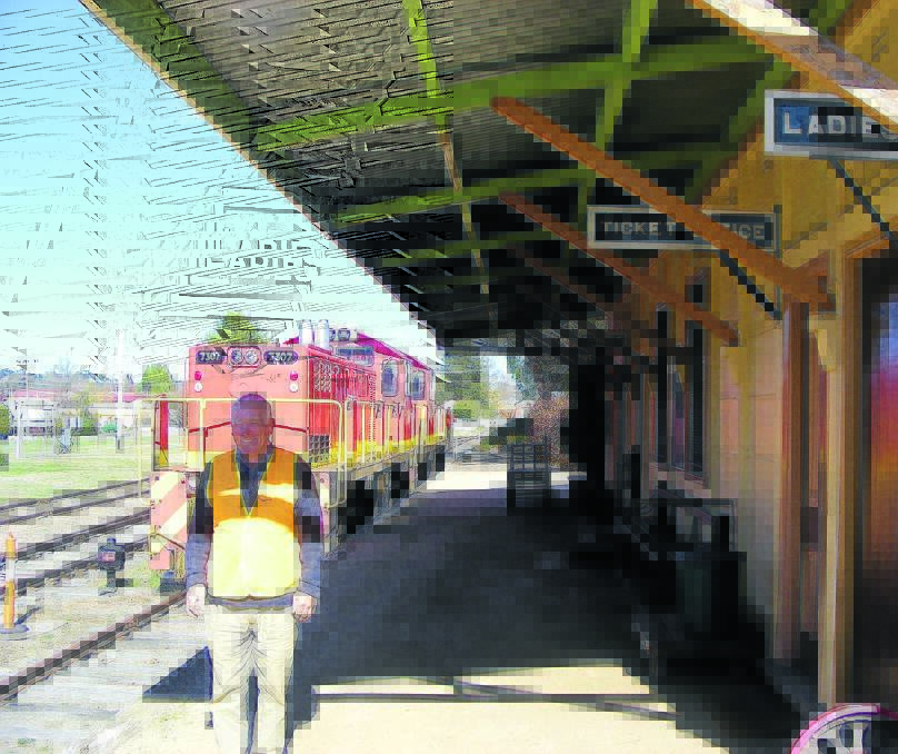 TRACK WORK: Oberon Tarana Heritage Railway president Tim Arnison on track with the Oberon to Tarana railway line.
