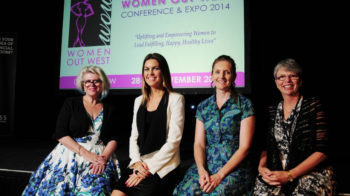 Women Out West Expo speakers Dr Sally Cockburn, Emma Priestly, Rebel Black and Louise Torrens. Photo: GREG KEEN.
