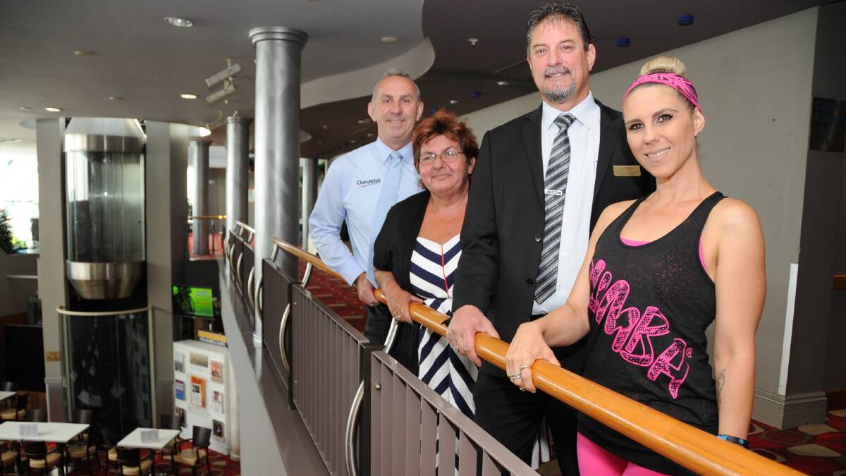 Kevin Robinson founder of Little Wings, Lynn Field manager of Nguumambiny Indigenous Corporation, Gus Lico RSL general manager and Tracy Hanna of Zumba with Tracy at the Club Grants Category One Funding. Photo: BELINDA SOOLE.