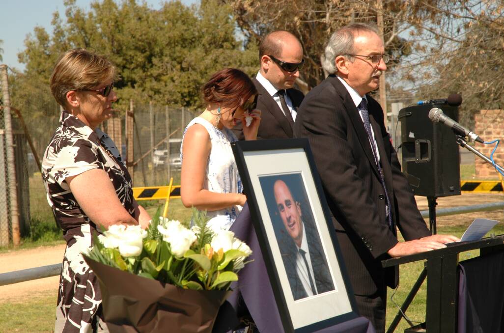 The Noble family at Saturday's memorial service for Chris Noble. Photo: Denis Gregory
