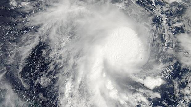 A NASA satellite has captured an image of Cyclone Marcia as it bears down on the Queensland coast. Photo: NASA Goddard MODIS Rapid Response