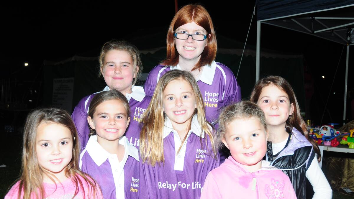 Gabby Husband, Darci Powyer, Grace and Tilly Keller, Zara Wallbridge, Makenzie Powyer and Teagan Curry at the 2013 Relay for Life.							            Photo: JACKIE HUNT