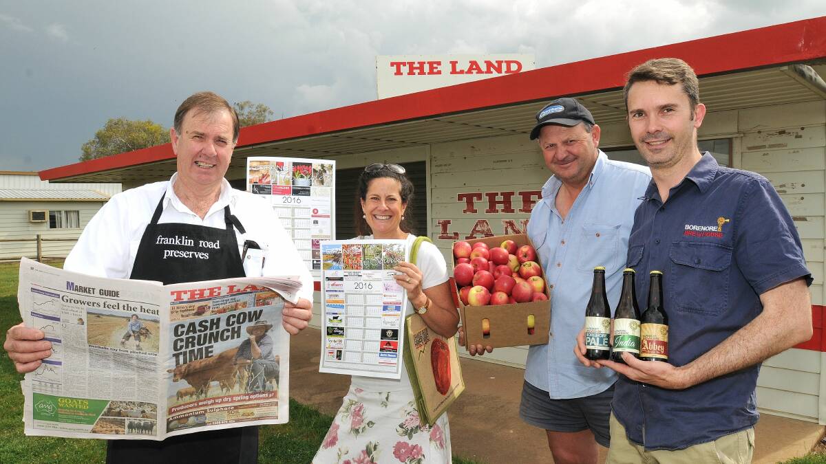 GOOD FOOD GUIDE (right): Bringing the best of the land to the table are Richard Dowling with market manager Cath Thompson, Steve Mastronardi and Marty Oliver. 