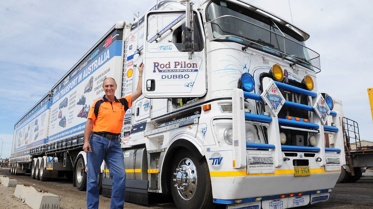 Dubbo truck driver Rod Hannifey with his Truckright Industry Vehicle. Rod is constantly working to try and improve road safety. Photo: BELINDA SOOLE