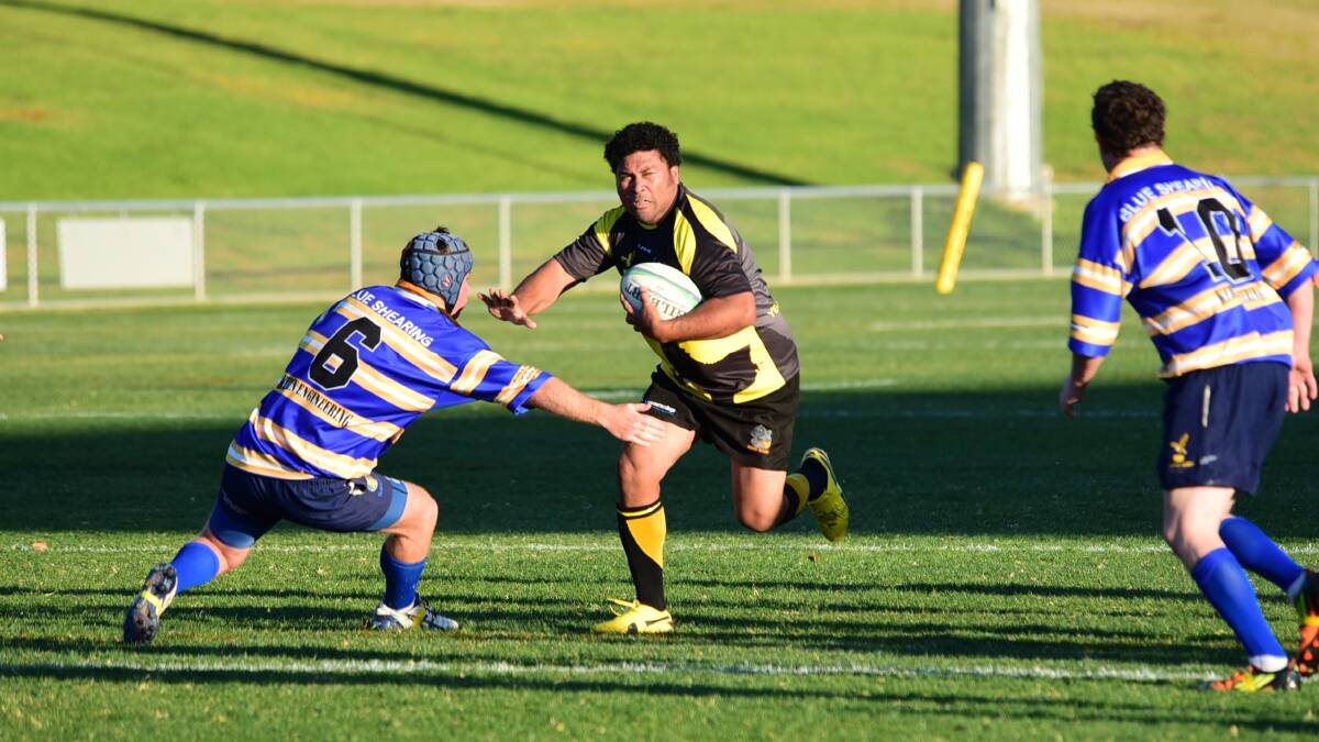 Bruno Efoti goes on the charge for the Rhinos during their thrilling win over the Yeoval Eagles on Saturday afternoon. Photo: CHERYL BURKE
