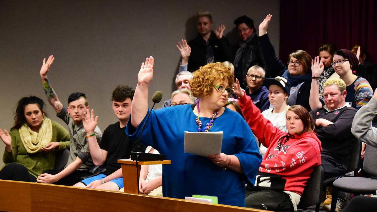 Dubbo mother Libby McMahon asked everyone who had been to high school with someone who had identified as LGBTIQA to raise their hand.  Photo: BELINDA SOOLE