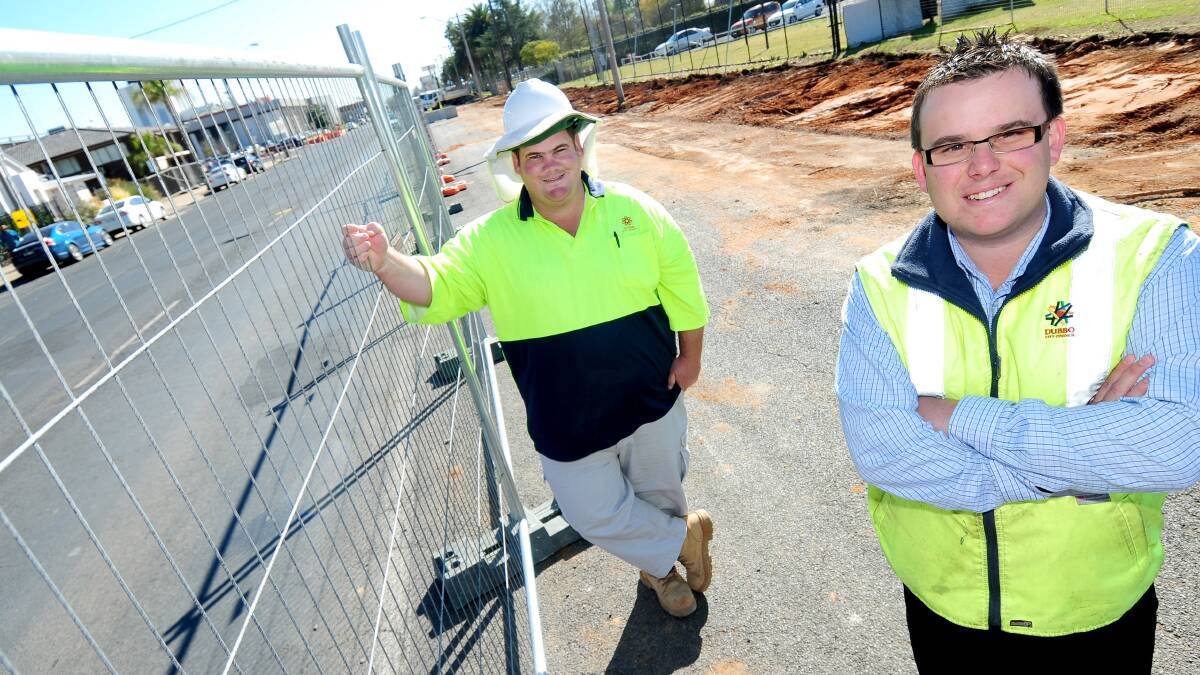 Dubbo City Council Darling Street redevelopment work supervisor Simon Warman and project engineer Brad Smith ahead of the next stage of the upgrade. Photo: LOUISE DONGES 