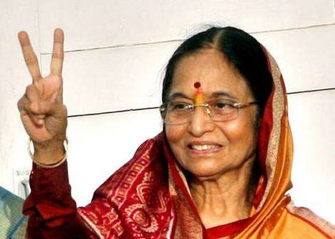 Victory … Pratibha Patil expresses delight.
Photo: AP