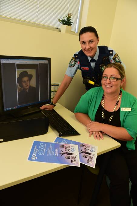 Orana LAC Inspector Gemini Bakos and NSW Police staff member Kylie McKeown with a historical picture of Dubbo's Ilma Murphy, one of the trailblazers for females in the police force. FILE PHOTO