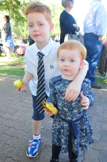 Flynn and Amity Neville at the Anzac Day Commemoration Ceremony PHOTO: Cheryl Burke