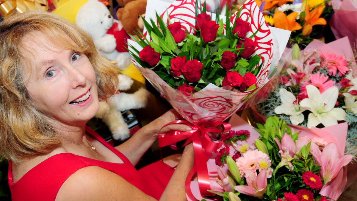 Jennifer Bjorksten of Dubbo's Flowers By Jennifer has increased her stock by 500 per cent in preparation for Valentine's Day. Photo: LOUISE DONGES