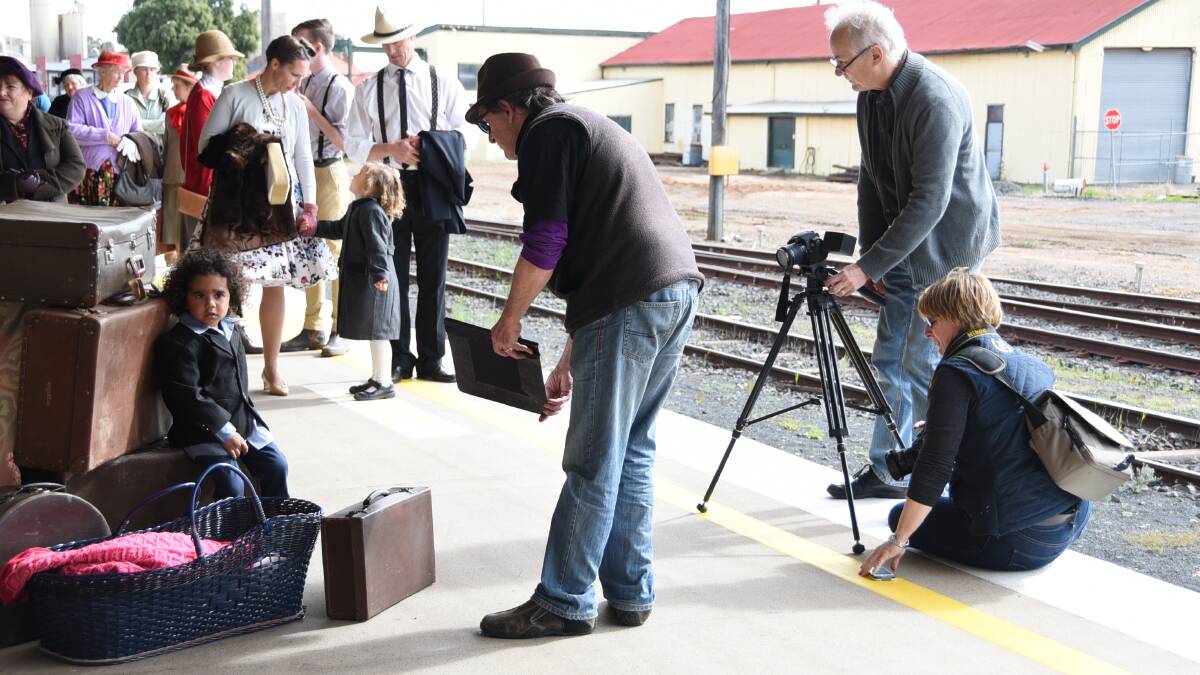 The cast and crew on the set of The Station at Dubbo.	Photo: CHERYL BURKE