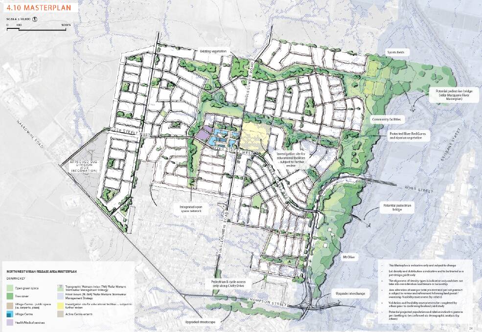 A map of the future north-west urban release area, including the River Street west collector road. Picture supplied from Dubbo Regional Council