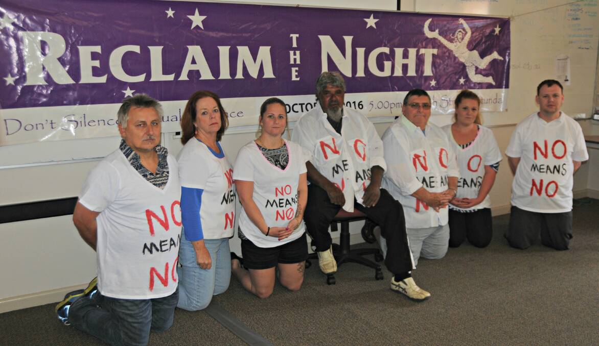NO MEANS NO: Joseph Bondareff, Sally Turley, Brydie Doyle, Garfield Lane, Bob Hay, Tyler Daley and Chris Cannon have been working hard to organise this year's Reclaim the Night. Photo: ORLANDER RUMING
