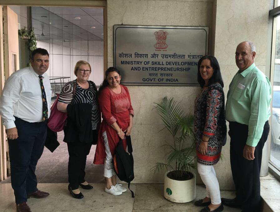 EYE-OPENING EXPERIENCE: TAFE Western delegates Matt White, Kate Baxter, Tracy Goodwin, Connie Ah See and Rod Towney in India. Photo: CONTRIBUTED
