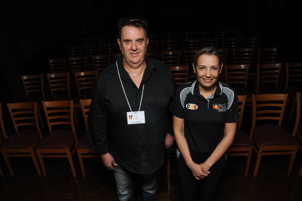 LISTENING TO THE PEOPLE: Aboriginal Legal Services' Ken Dennis and Christy Cromelin before the public forum at Club Dubbo on Wednesday. Photo: PAIGE WILLIAMS