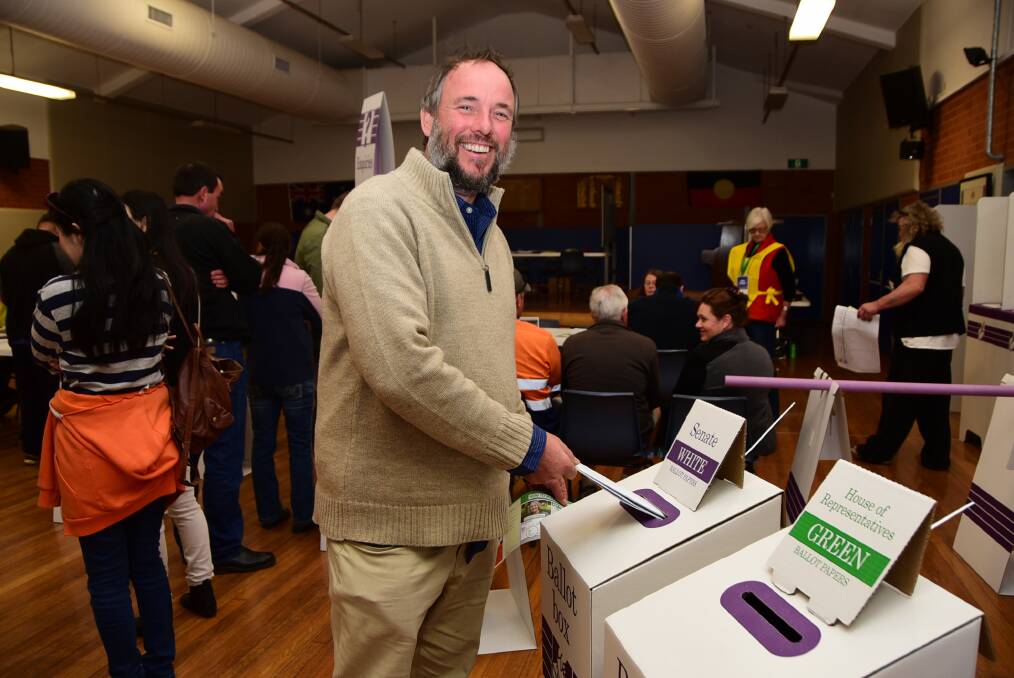 Greens candidate Matt Parmeter voted around lunchtime at Dubbo North Public School. Photo: Belinda Soole