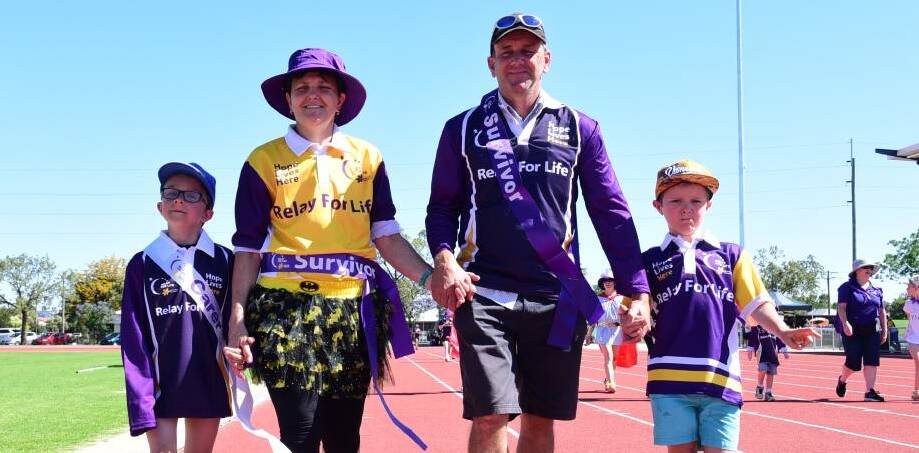 WALKING TOGETHER: Showing their support at last year's relay were Sam, Trish, Matthew and Joel Taylor. Photo: BROOK KELLEHEAR-SMITH