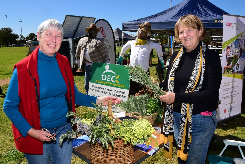 FRESH PRODUCE: Julie Tolladay-Poulton and Lorna Dicks from the OEC Community Garden with their produce at the expo. Photo: BELINDA SOOLE