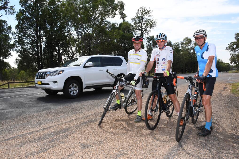 Message: Cyclists Ray Wheeler, Craig Granger and Mick Cooper speak up about rules to help everyone share the road safely. Photo: AMY MCINTYRE