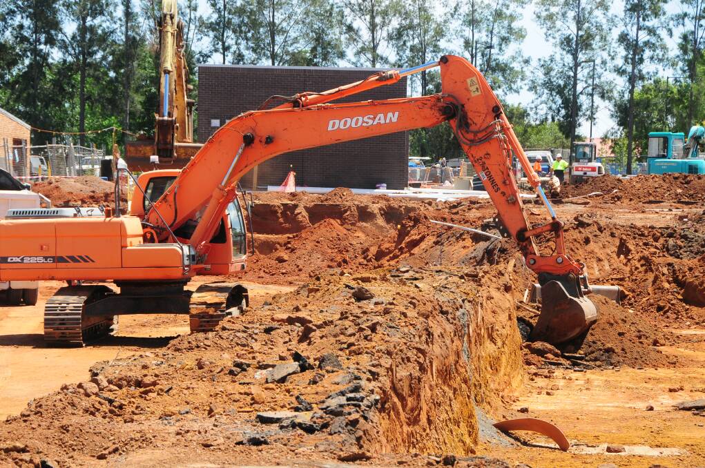 Bulk excavation is under way at Dubbo Hospital, the final component of its redevelopment early works. 			Photo: LOUISE DONGES